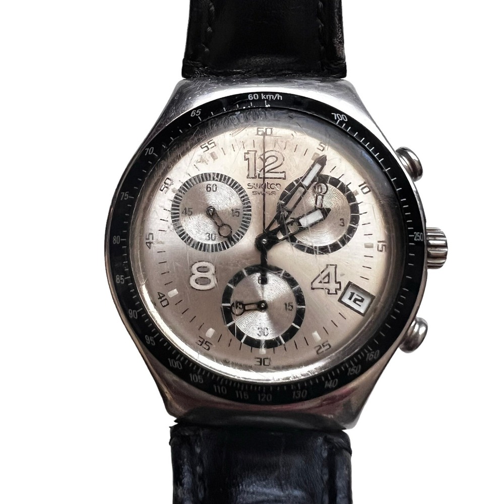 Vintage Men's Swatch Irony‎ Chronograph Watch 4 Jewels V8 Swiss Made Patented WR